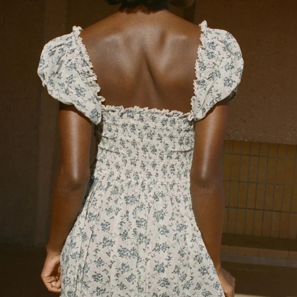 Doen Stanza Cotton Voile Smocked Short Puff Sleeve Maxi Dress Songbird Toile - Picture 4 of 15